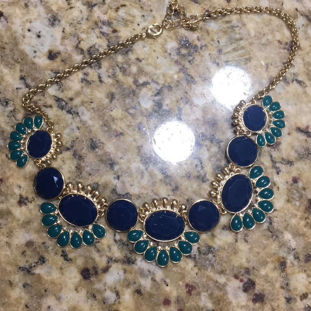 Navy, green, and golden neckless